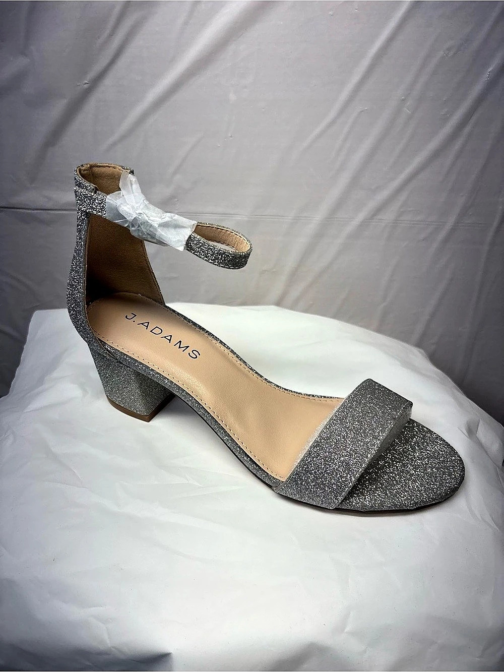 J. Adams Daisy Silver Glitter Heels US 6.5
